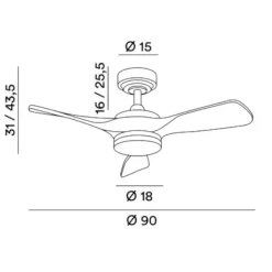 Ventilatori Da Soffitto-Selezionato da Mazzolaluce Ventilatore da soffitto con telecomando nero con luce 13mq