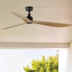 Ventilatori Da Soffitto-Selezionato da Mazzolaluce Ventilatore da soffitto da esterno ip44 nero e legno 28mq silenzioso