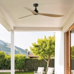 Ventilatori Da Soffitto-Selezionato da Mazzolaluce Ventilatore da soffitto da esterno ip44 nero e legno 28mq silenzioso