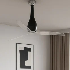 Ventilatori Da Soffitto-Selezionato da Mazzolaluce Ventilatore da soffitto di vetro nero pale trasparenti 17mq