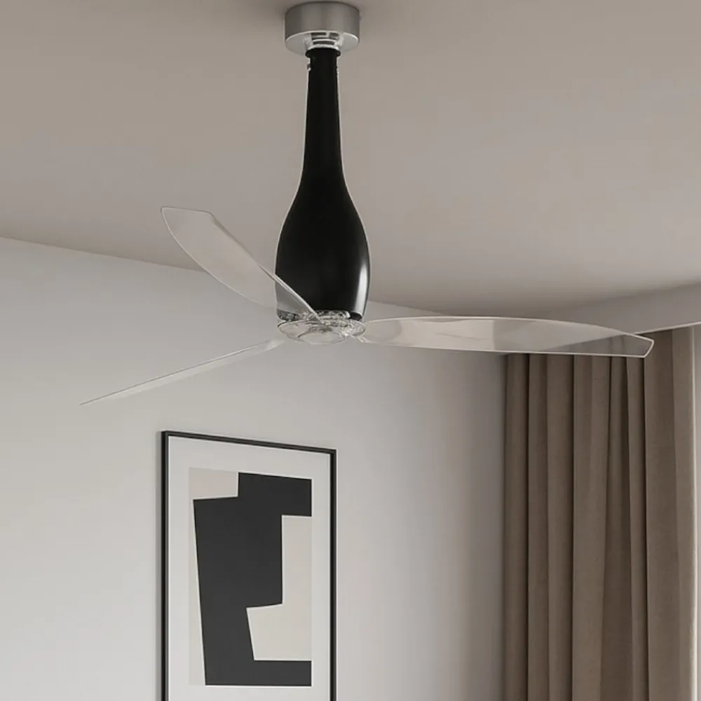 Ventilatori Da Soffitto-Selezionato da Mazzolaluce Ventilatore da soffitto di vetro nero pale trasparenti 17mq