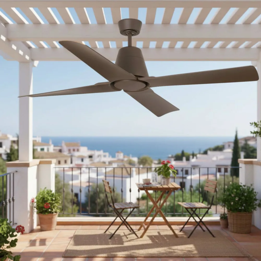Ventilatori Da Soffitto-Selezionato da Mazzolaluce Ventilatore da soffitto marrone ip44 per esterno 13-18mq
