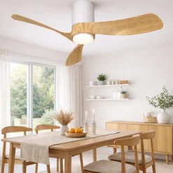 Ventilatori Da Soffitto-Selezionato da Mazzolaluce Ventilatore da soffitto moderno led cct 13mq bianco e legno motore inverter