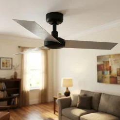 Ventilatori Da Soffitto-Selezionato da Mazzolaluce Ventilatore da soffitto 28mq a pale silenzioso grigio nero con telecomando