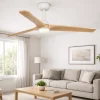 Ventilatori Da Soffitto-Selezionato da Mazzolaluce Ventilatore da soffitto mq28 con led 10w 3000k bianco e legno chiaro