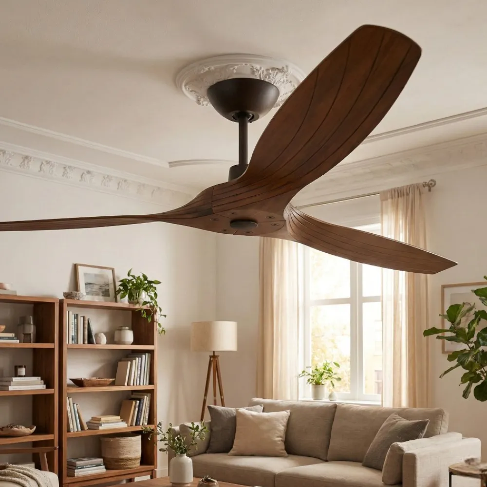 Ventilatori Da Soffitto-Selezionato da Mazzolaluce Ventilatore da soffitto 28mq con telecomando a pale di legno marrone