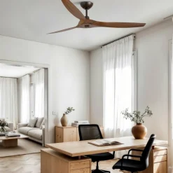 Ventilatori Da Soffitto-Selezionato da Mazzolaluce Ventilatore da soffitto 28mq con telecomando a pale di legno marrone