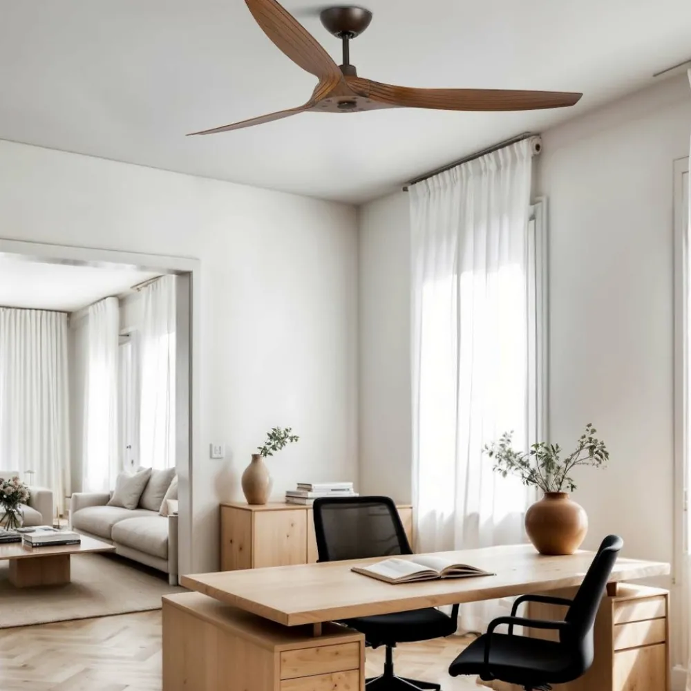 Ventilatori Da Soffitto-Selezionato da Mazzolaluce Ventilatore da soffitto 28mq con telecomando a pale di legno marrone