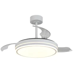 Ventilatori Da Soffitto-Selezionato da Mazzolaluce Ventilatore da soffitto 13-20mq pale retrattili bianco led con telecomando