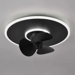Ventilatori Da Soffitto-Selezionato da Mazzolaluce Ventilatore da soffitto nero a plafoniera con luce telecomando