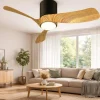 Ventilatori Da Soffitto-Selezionato da Mazzolaluce Ventilatore da soffitto nero e legno led cct dimmerabile telecomando 13mq