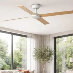 Ventilatori Da Soffitto-Selezionato da Mazzolaluce Ventilatore da soffitto pale intercambiabili bianco frassino telecomando 28mq