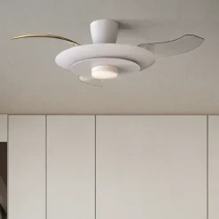 Ventilatori Da Soffitto-Selezionato da Mazzolaluce Ventilatore da soffitto pale retrattili bianco led cct ambienti 13-20mq