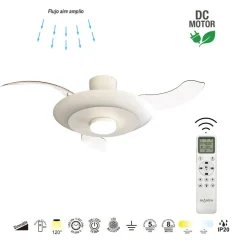 Ventilatori Da Soffitto-Selezionato da Mazzolaluce Ventilatore da soffitto pale retrattili bianco led cct ambienti 13-20mq