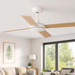 Ventilatori Da Soffitto-Selezionato da Mazzolaluce Ventilatore da soffitto pale smart app tuya bicolore bianco legno 28mq