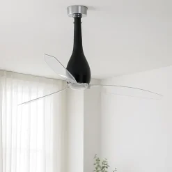 Ventilatori Da Soffitto-Selezionato da Mazzolaluce Ventilatore da soffitto silenzioso in vetro nero 17mq