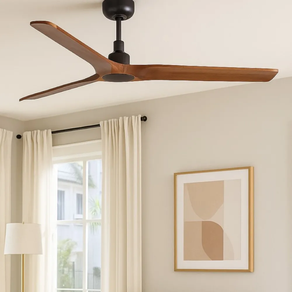 Ventilatori Da Soffitto-Selezionato da Mazzolaluce Ventilatore da soffitto smart app tuya legno noce ambienti 28mq