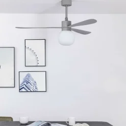 Ventilatori Da Soffitto-Selezionato da Mazzolaluce Ventilatore grigio a pale da soffitto con luce moderno 28mq