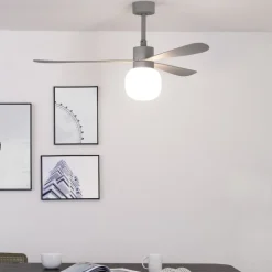 Ventilatori Da Soffitto-Selezionato da Mazzolaluce Ventilatore grigio a pale da soffitto con luce moderno 28mq
