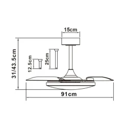 Ventilatori Da Soffitto-Selezionato da Mazzolaluce Ventilatore lampadario con pale da soffitto 20mq marrone bianco con telecomando