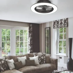 Ventilatori Da Soffitto-Selezionato da Mazzolaluce Ventilatore lampadario con pale da soffitto silenzioso nero 18mq con telecomando