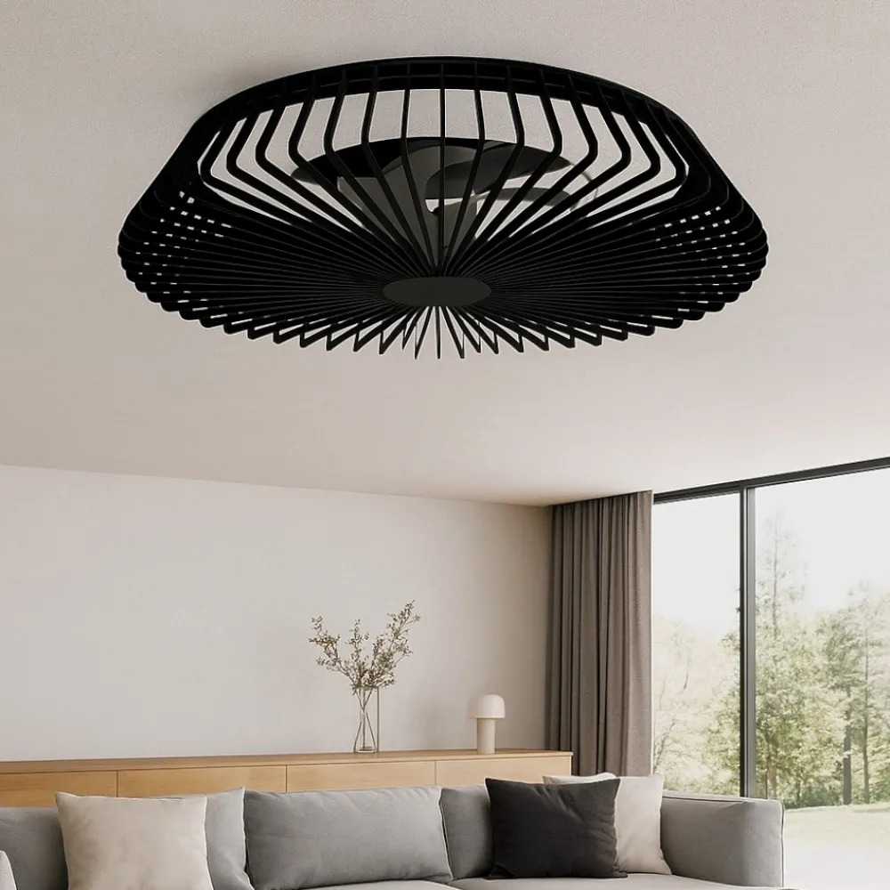 Ventilatori Da Soffitto-Selezionato da Mazzolaluce Ventilatore nero a plafoniera da soffitto moderno silenzioso con telecomando