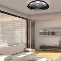 Ventilatori Da Soffitto-Selezionato da Mazzolaluce Ventilatore nero a plafoniera da soffitto moderno silenzioso con telecomando