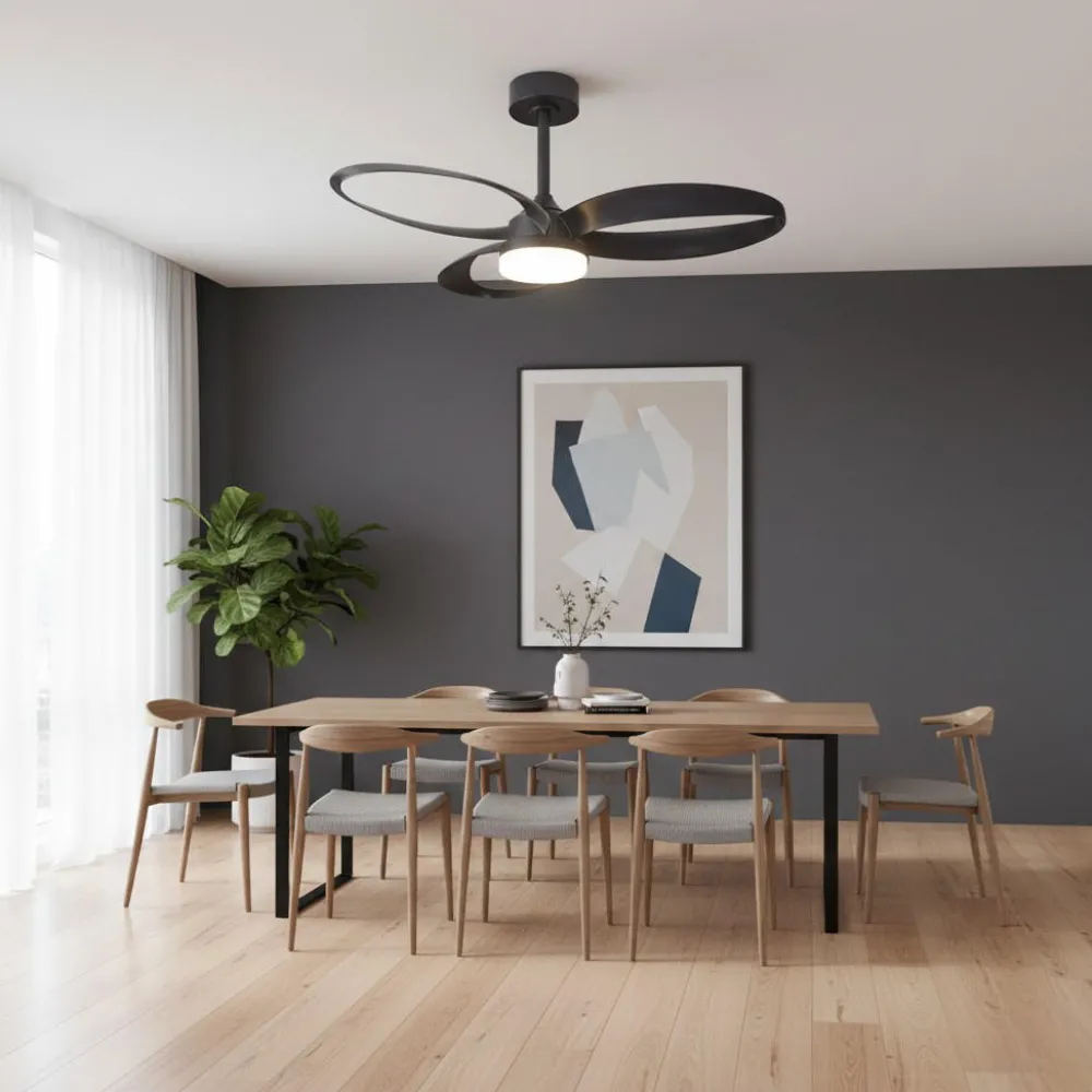 Ventilatori Da Soffitto-Selezionato da Mazzolaluce Ventilatore nero da soffitto 13mq led cct dimmerabile con telecomando