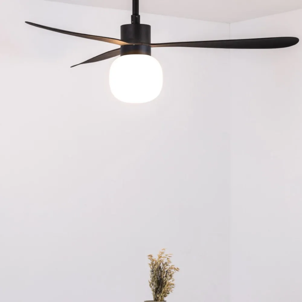 Ventilatori Da Soffitto-Selezionato da Mazzolaluce Ventilatore nero da soffitto motore dc led 2700k app tuya smart 28mq