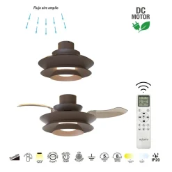 Ventilatori Da Soffitto-Selezionato da Mazzolaluce Ventilatore pale a scomparsa caffe ambienti max 20mq led cct con telecomando
