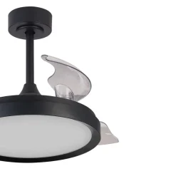 Ventilatori Da Soffitto-Selezionato da Mazzolaluce Ventilatore pale a scomparsa nero ambiente max 13mq led cct e telecomando