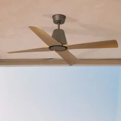 Ventilatori Da Soffitto-Selezionato da Mazzolaluce Ventilatore per soffitto esterno ip44 marrone 13-17mq wiz smart app