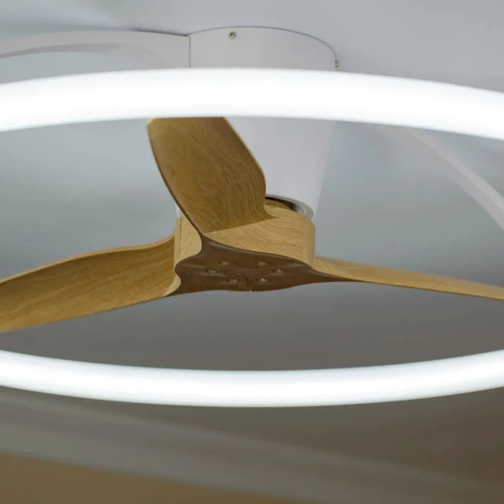 Ventilatori Da Soffitto-Selezionato da Mazzolaluce Ventilatore plafoniera con luce silenzioso bianco pale di legno con telecomando