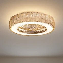 Ventilatori Da Soffitto-Selezionato da Mazzolaluce Ventilatore plafoniera da soffitto in rattan ip44 20mq con telecomando