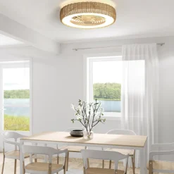 Ventilatori Da Soffitto-Selezionato da Mazzolaluce Ventilatore plafoniera da soffitto in rattan ip44 20mq con telecomando