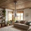 Ventilatori Da Soffitto-Selezionato da Mazzolaluce Ventilatore silenzioso in vetro da soffitto per 17mq pale trasparenti con telecomando