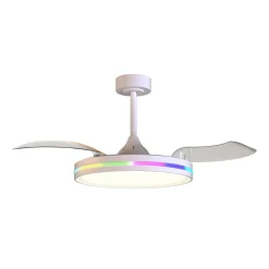 Ventilatori Da Soffitto-Selezionato da Mazzolaluce Ventilatore soffitto pale richiudibili bianco led cct rgb moderno 13mq