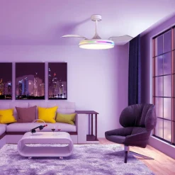 Ventilatori Da Soffitto-Selezionato da Mazzolaluce Ventilatore soffitto pale richiudibili bianco led cct rgb moderno 13mq
