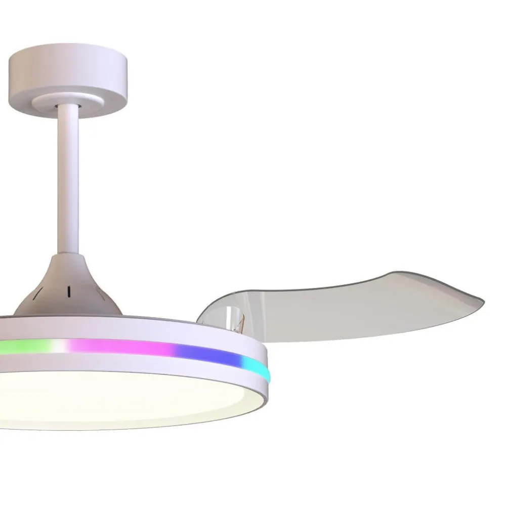 Ventilatori Da Soffitto-Selezionato da Mazzolaluce Ventilatore soffitto pale richiudibili bianco led cct rgb moderno 13mq