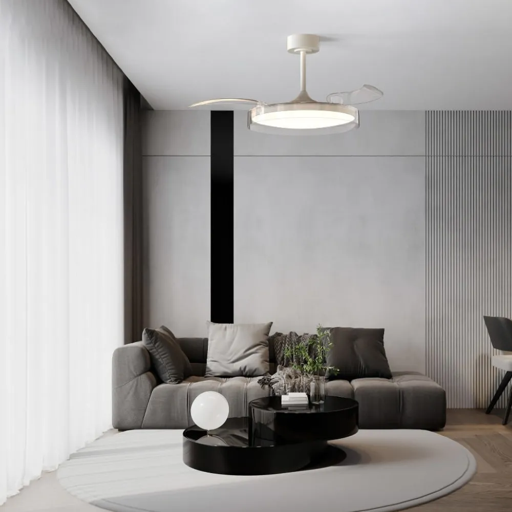 Ventilatori Da Soffitto-Selezionato da Mazzolaluce Ventilatore soffitto pale richiudibili led 40w cct telecomando 15-20mq