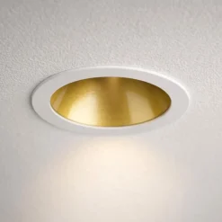 Faretti Da Incasso-Ideal Lux Virus faretto led da incasso rotondo 3w 3000k bianco oro