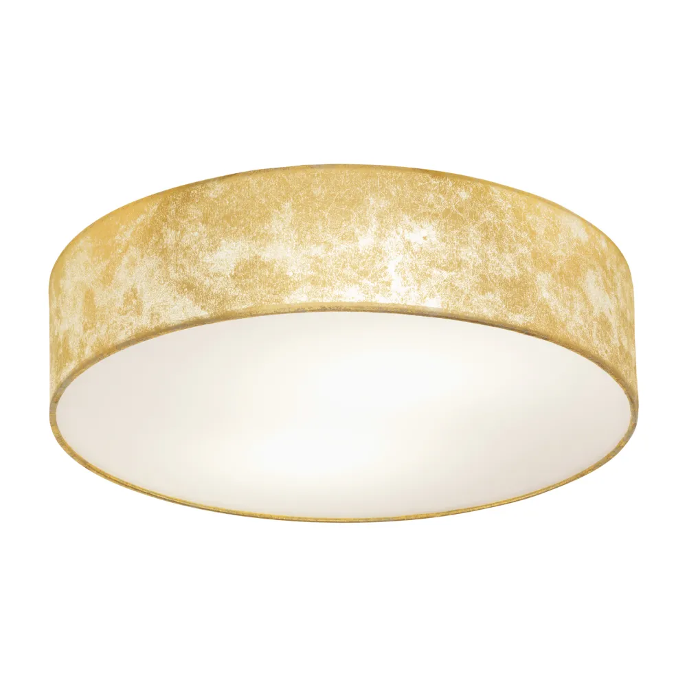 Plafoniere Moderne-Eglo Viserbella plafoniera per camera da letto rotonda tessuto foglia oro