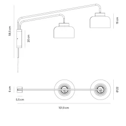 Applique Da Parete-Vivida International Vivida applique bottone a due luci bianca orientabile led dimmerabile con telecomando