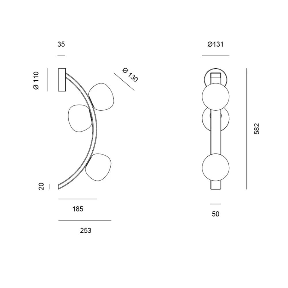 Applique Da Parete-Vivida International Vivida applique da parete sunset oro spazzolato led 3000k dimmerabile