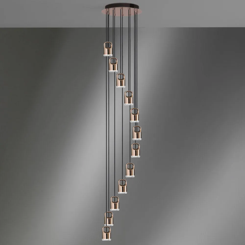 Lampadari Moderni-Vivida International Vivida bag lampadario a cascata led 38w 3000k moderno oro rosa