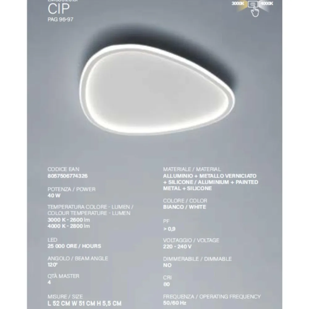 Plafoniere Moderne-Vivida International Vivida cip plafoniera led 40w 3000k 4000k bianca per cucina moderna
