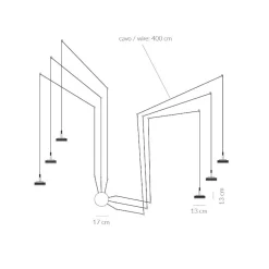 Lampadari Moderni-Vivida International Vivida enigma lampadario con decentramento 6 luci sospese antracite