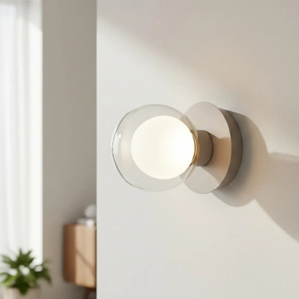 Applique Da Parete-Vivida International Vivida essence applique da parete champagne sfera vetro led 8w 3000k