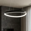 Lampadari Moderni-Vivida International lampadario design moderno lifering nero led 60w 3000k 4000k per soggiorno