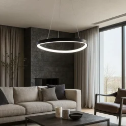 Lampadari Moderni-Vivida International lampadario design moderno lifering nero led 60w 3000k 4000k per soggiorno
